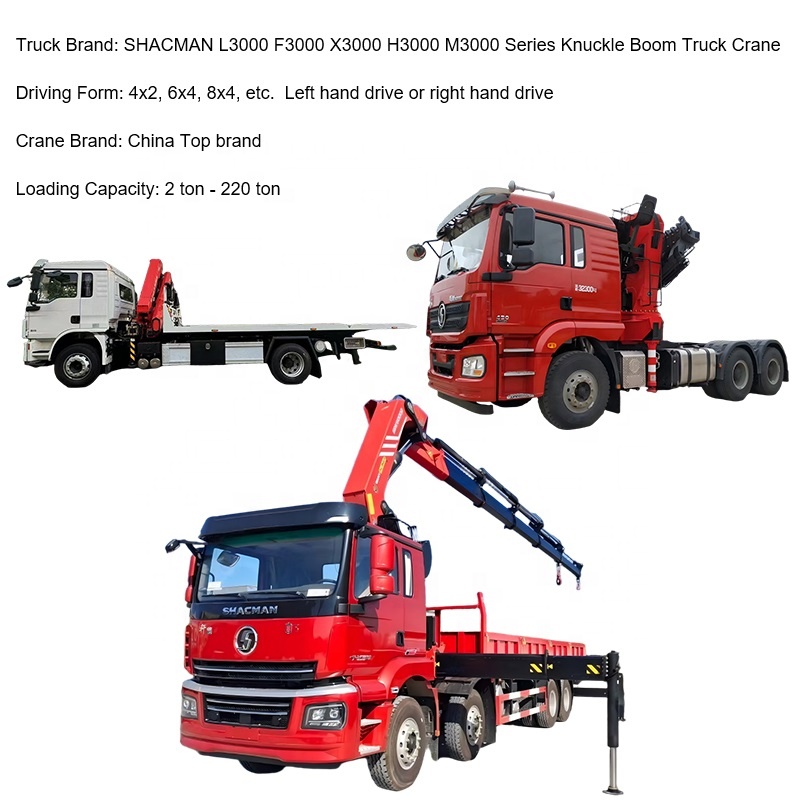 8 Section Boom Crane Shacman F3000 8x4 35 Ton Optional Wireless Remote Control Truck Mounted Folding Crane for Construction