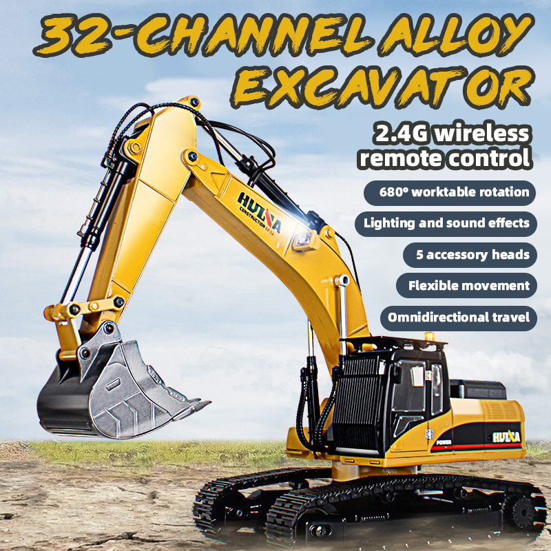 Huina 1580 1:14 All Metal Remote Control Excavator RC Excavator Construction Engineering Vehicle Car Toys