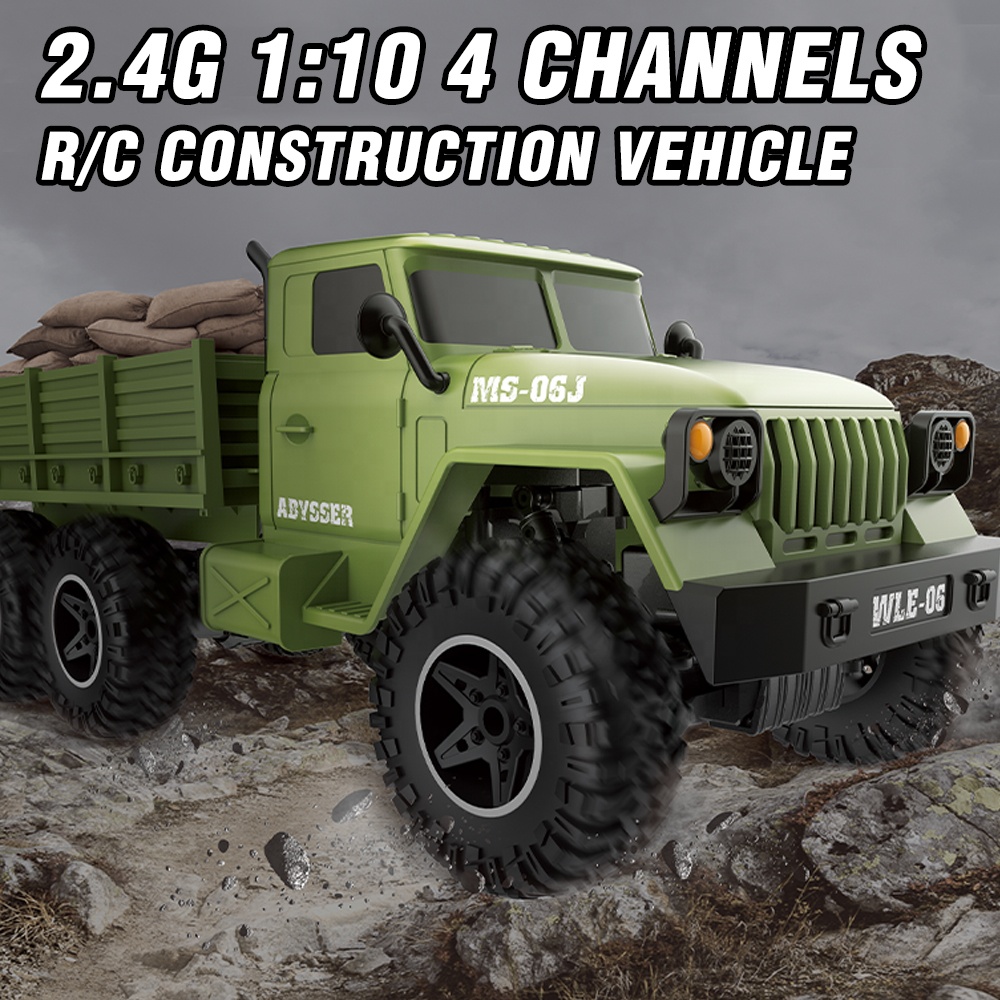 2.4G 1:10 RC Truck Radio Control Vehicle Large Scale 6x6 Remote Control Army Truck Road Crawler Military Trucks Offroad
