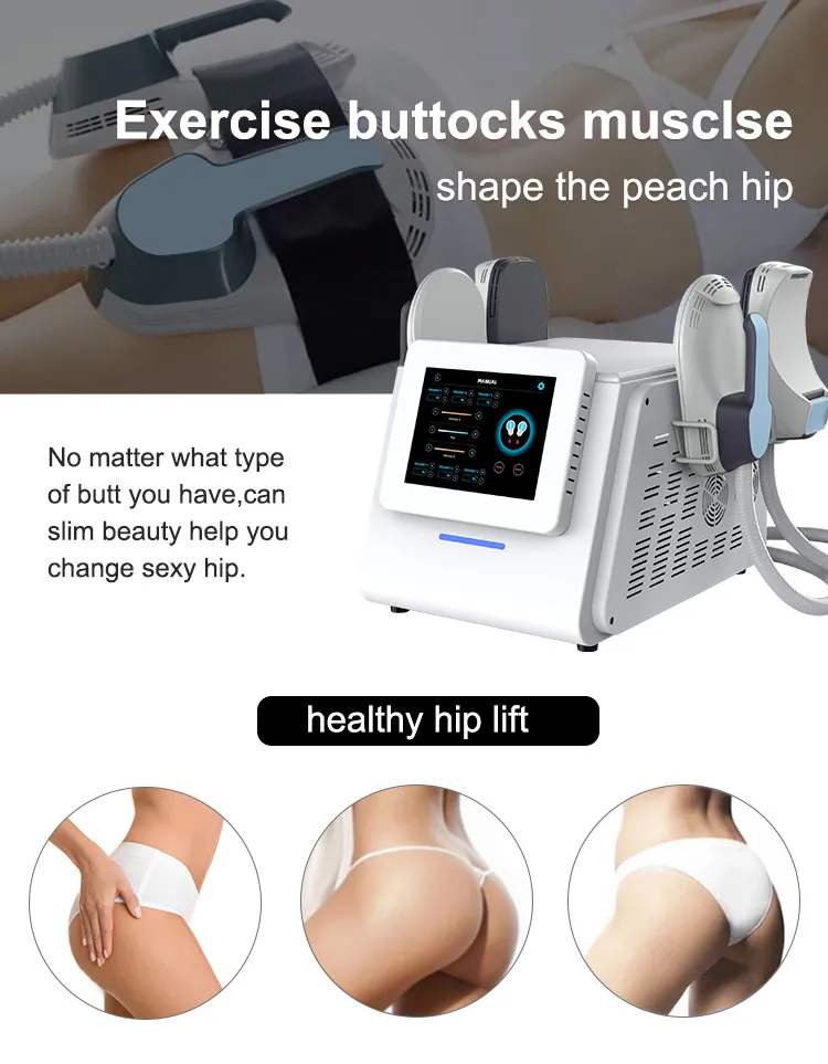 High Power EMS Body Sculpting Machine Neo 4 RF Handles Hi-Emtsure Fat Reduce Electromagnetic Muscle Building Machine EMS Slim Neo