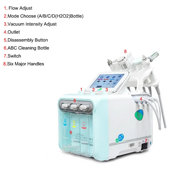 Portable Facial Deep Cleaning 6 in 1 Small Bubble Hydro Microdermabrasion Facial Machine