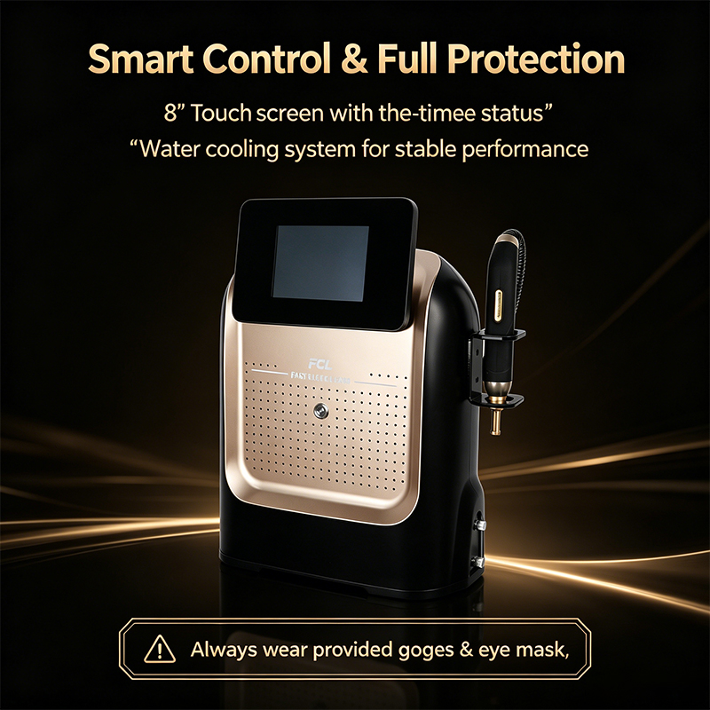 High Power 1200W Q‑Switched Nd:YAG Laser System with 8 Inch Touch Screen Circulating Water Cooling and 10Hz Frequency for Salon