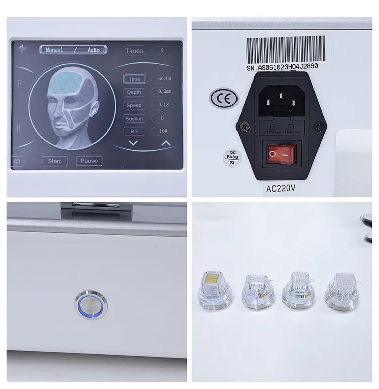 Portable Skin Tightening 2in1 Gold RF Fractional Microneedle Machine with Cold Hammer Structure Back
