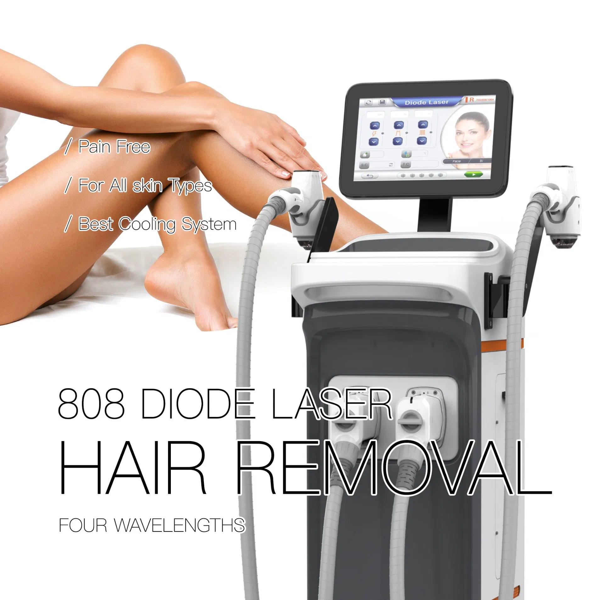 2026 Painless 4 Waves Diode Laser Hair Removal Machine 755 808 940 1064 Nm Ice with CE Approved Ice Stationary Painless Beauty Hair Removal Laser Salon