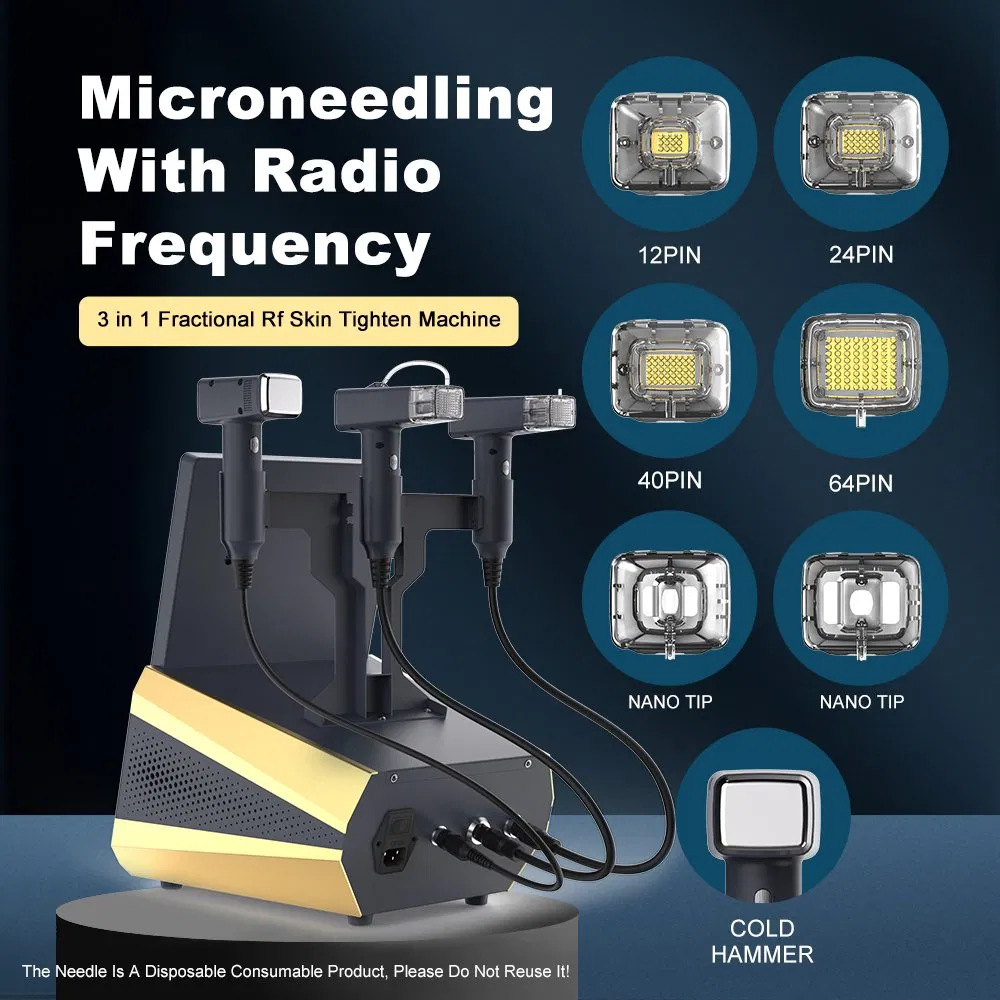 12 24 40 64 Pin Nano Tip Cold Hammer RF Microneedling Machine Facial Skin Tightening Acne Treatment Equipment Wrinkle Remover