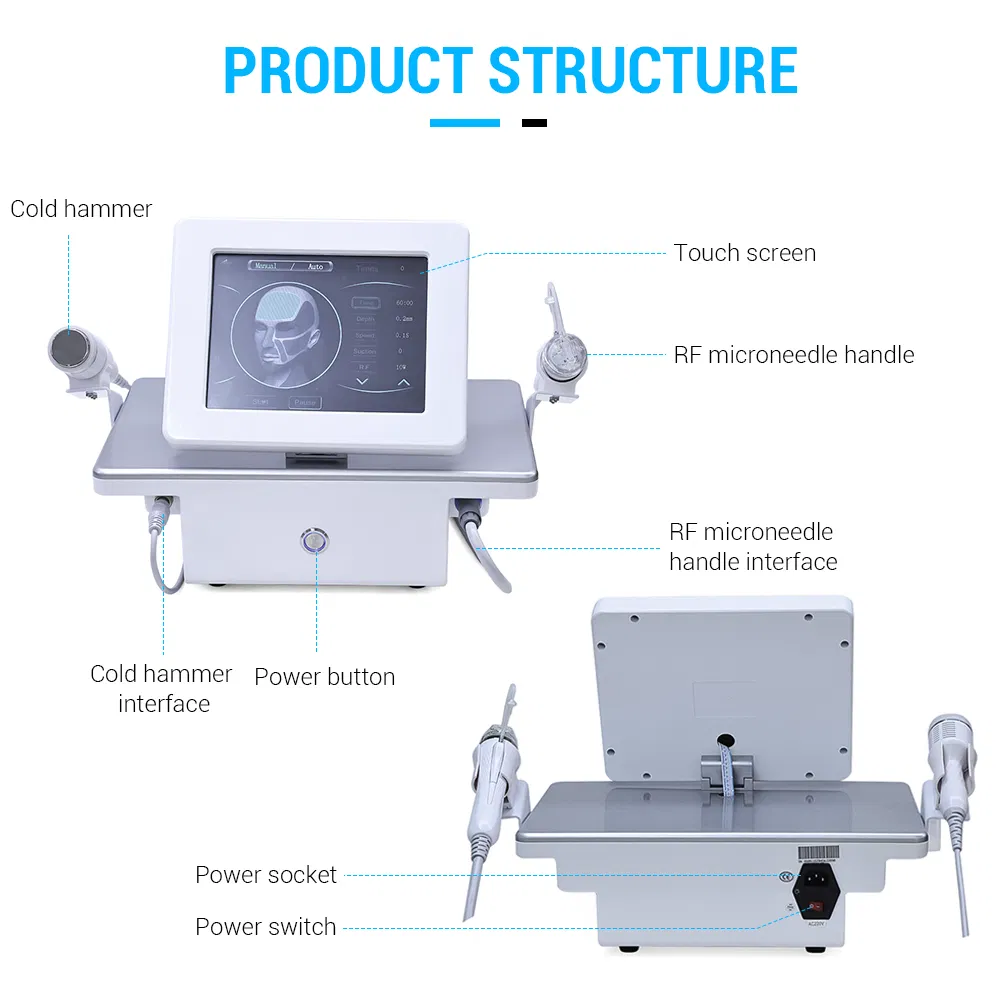 Portable Skin Tightening 2in1 Gold RF Fractional Microneedle Machine with Cold Hammer