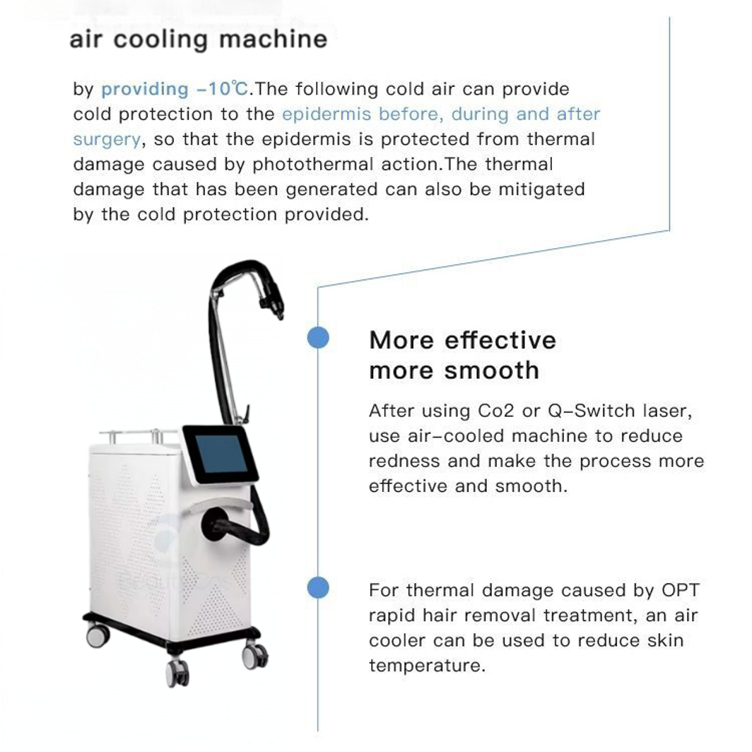 Z Cold Air Skin Cooling System Machine For YAG CO2 Fractional Picosecond Laser Treatments ABS Reduces Pain Protects Epidermis
