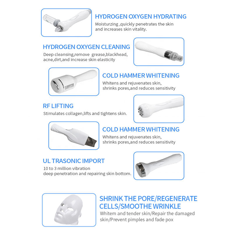 Factory Price Facial Care Hydro Microdermabrasion Facial Machine Oxygen Jet Peel 6 in 1 H2O2 Facial Machine