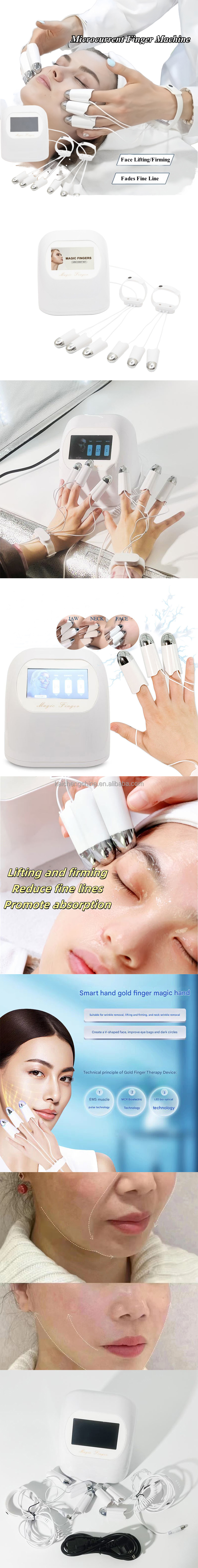 Professional Electric Microcurrent Facial Device Ems Microcurrent Gloves Facial Massager Face Goldfinger Golden Finger Machine
