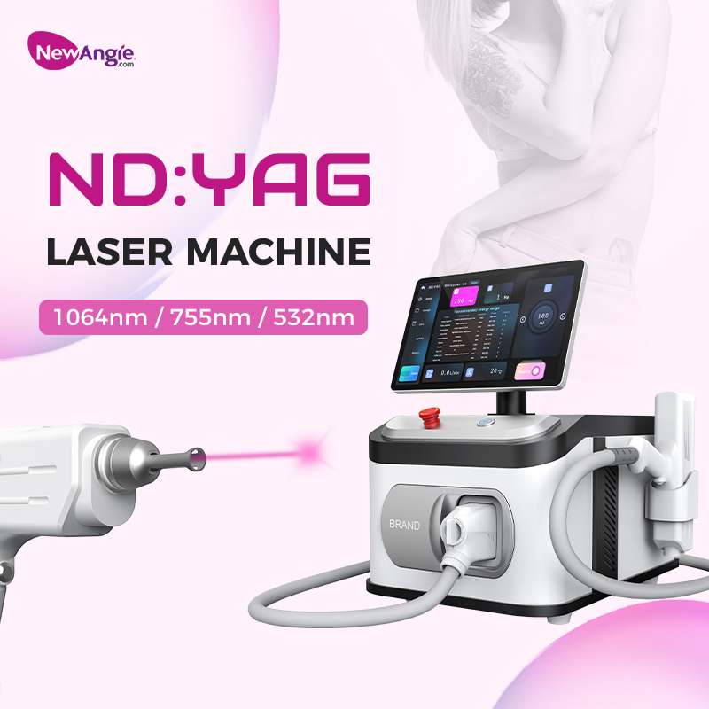 Newangie Portable NdYag Laser Tattoo Removal Machine 1064nm/532nm/1320nm Wavelengths Water/Air Cooling Beauty Technology