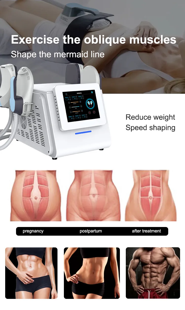High Power EMS Body Sculpting Machine Neo 4 RF Handles Hi-Emtsure Fat Reduce Electromagnetic Muscle Building Machine EMS Slim Neo