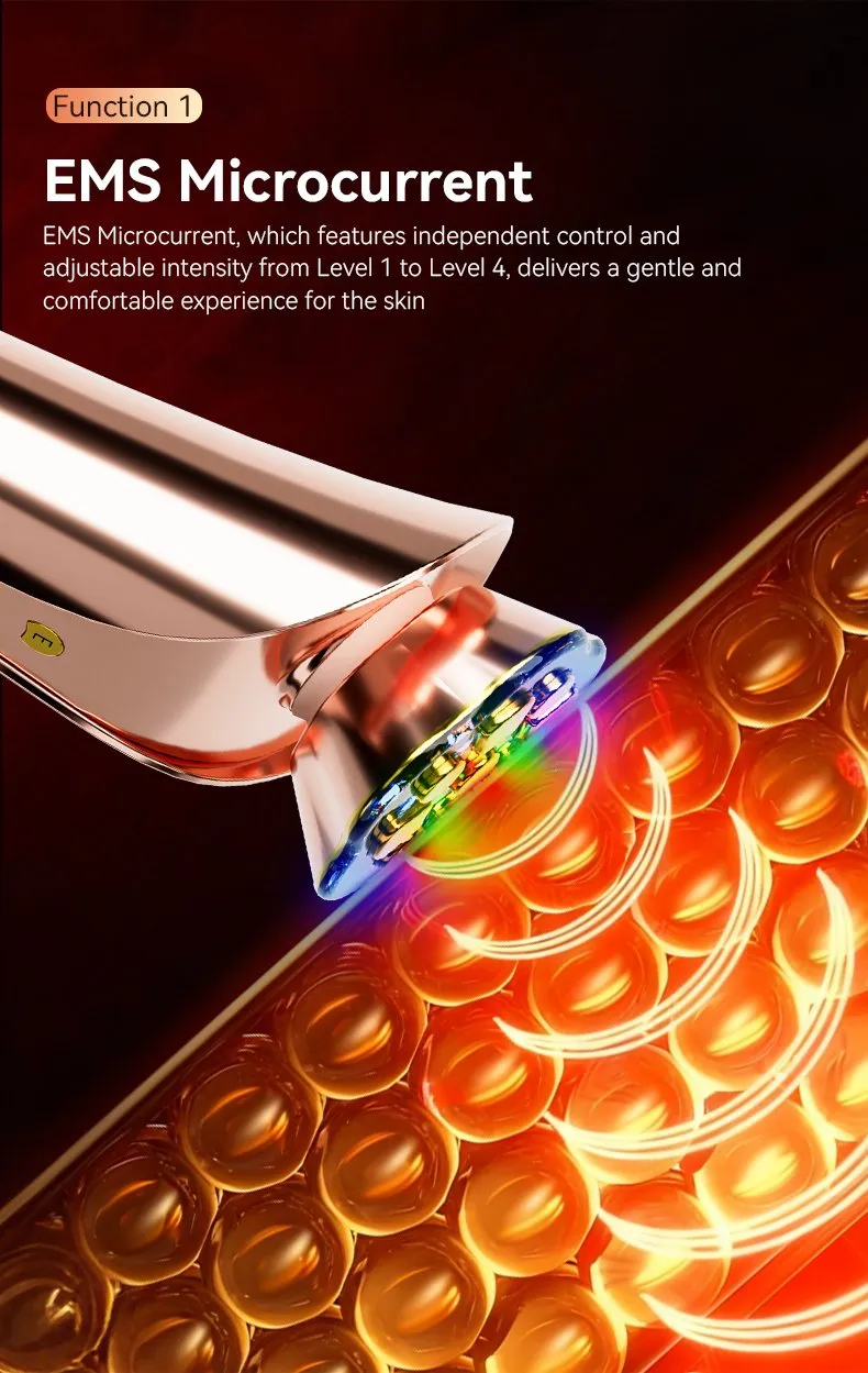 RF LED Red Light Therapy Skin Care Lifting Microcurrent Facial Beauty Device