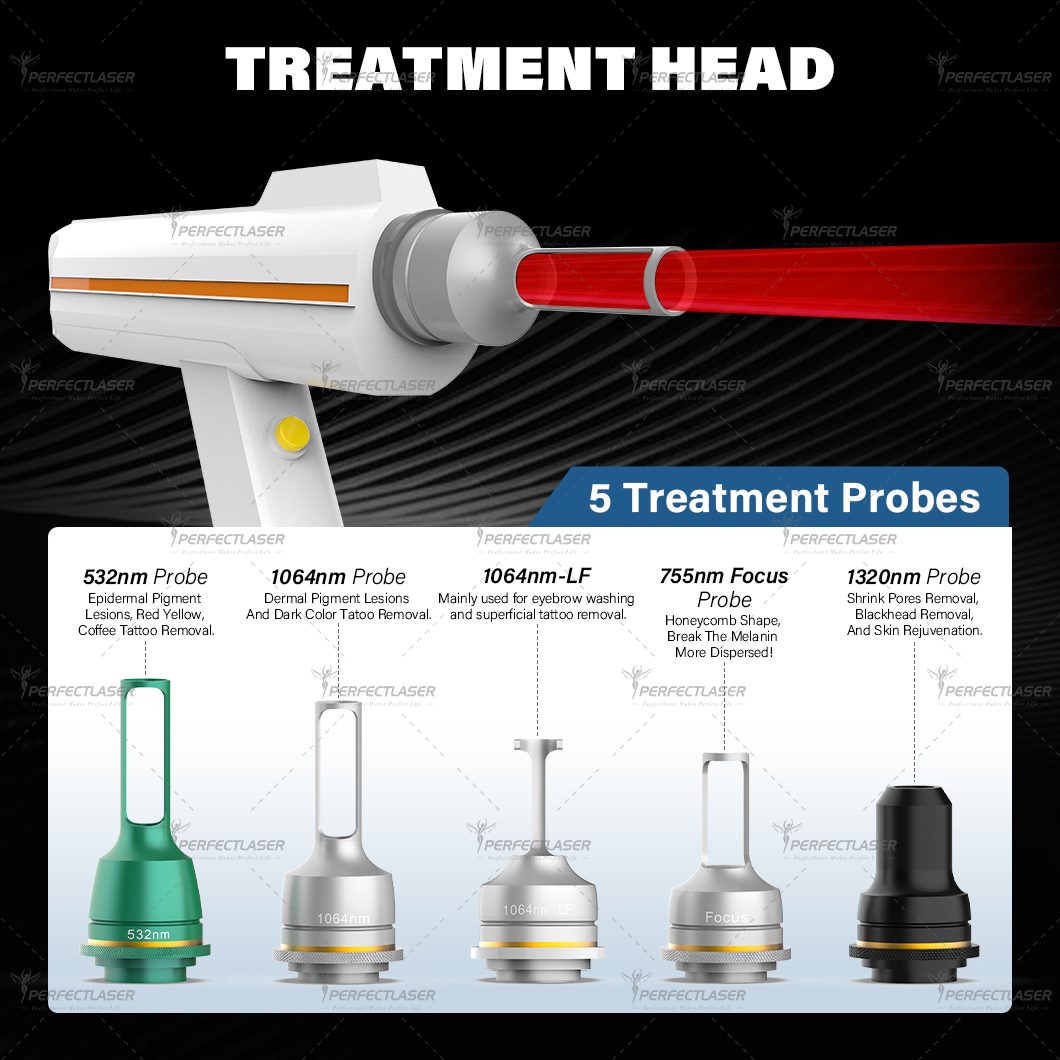 5 Probes Factory Price Picosecond Laser Pico Laser Machine Pigmentation Removal Tattoo Removal Nd Yag Active Q Switch 4 Waves