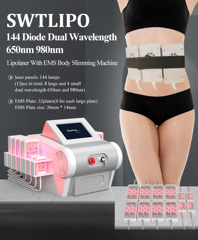 650nm 980nm Body Sculpting Dual Wavelength Diode Laser Liposuction EMS Fat Reduction Slimming Machine