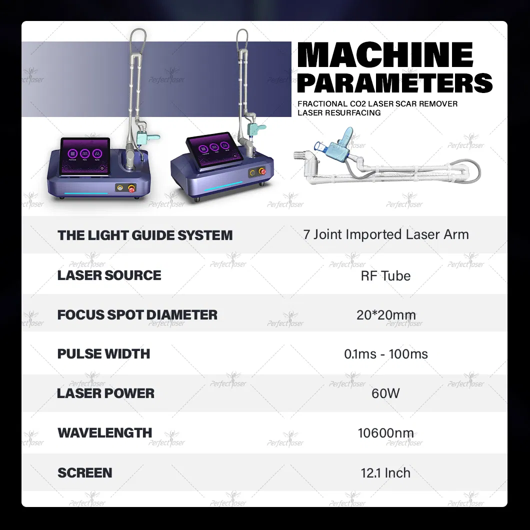 Best Big Power 100W Ergonomic Design Fractional CO2 Laser RF Tube Acne Pigment Removal Skin Rejuvenation Scar Resurfacing Vaginal Tightening Beauty Machine