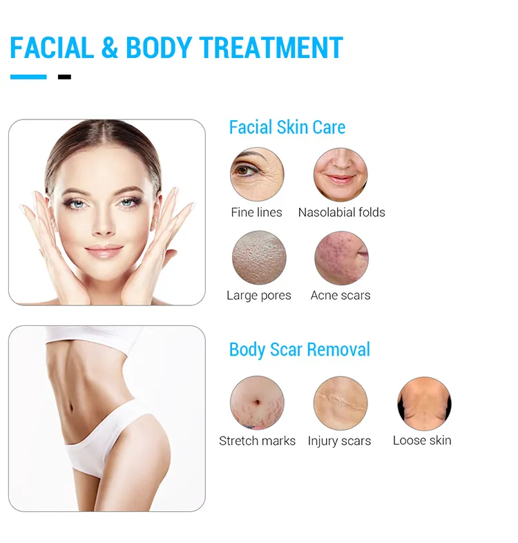 Portable Skin Tightening 2in1 Gold RF Fractional Microneedle Machine with Cold Hammer Operations