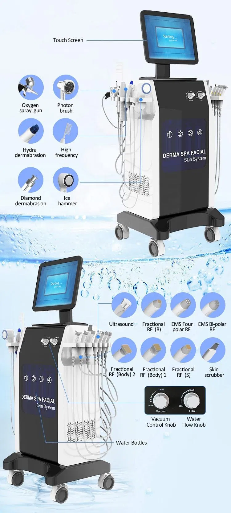 16 in 1 Hydro Oxygen Facial Microdermabrasion Aqua Peeling Dermabrasion Machine