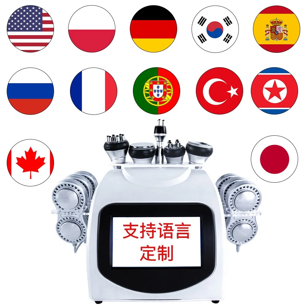 6 in 1 Vacuum Cavitation 40K RF EMS Pads Slimming Machine for Cellulite Reduction Body Sculpting