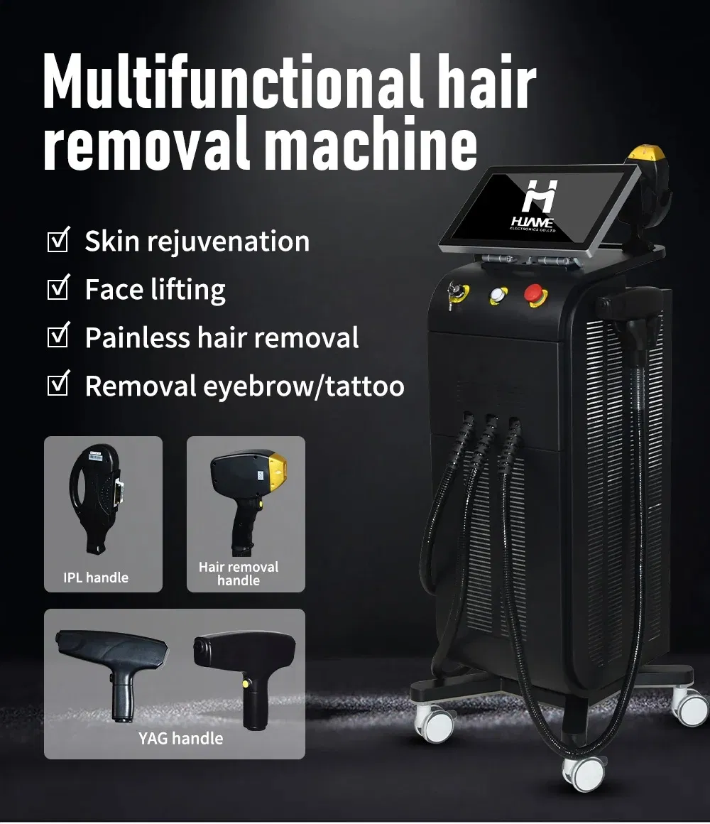 Multifunction 3 in 1 IPL ND YAG Diode Laser Ice Platinum Hair Removal Tattoo Removal Machine 3 Wavelength