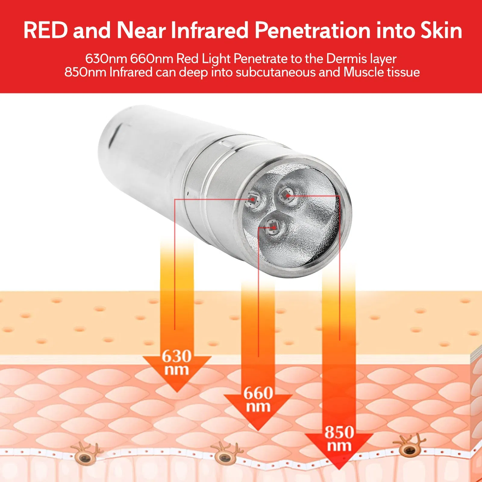 Rlttime Hot Selling Portable Joint Pain Relief Torch 630nm 660nm 850nm Near Infrared LED Red Light Therapy Devices