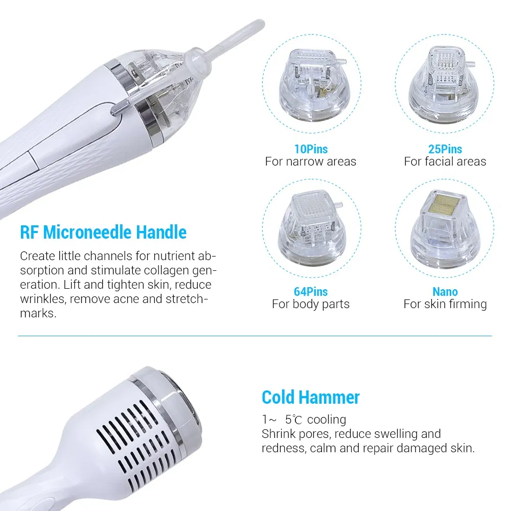 Portable Skin Tightening 2in1 Gold RF Fractional Microneedle Machine with Cold Hammer
