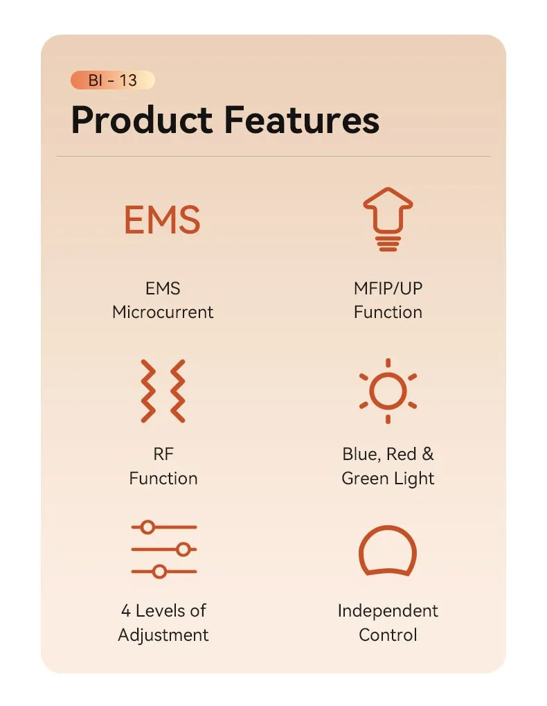 RF LED Red Light Therapy Skin Care Lifting Microcurrent Facial Beauty Device