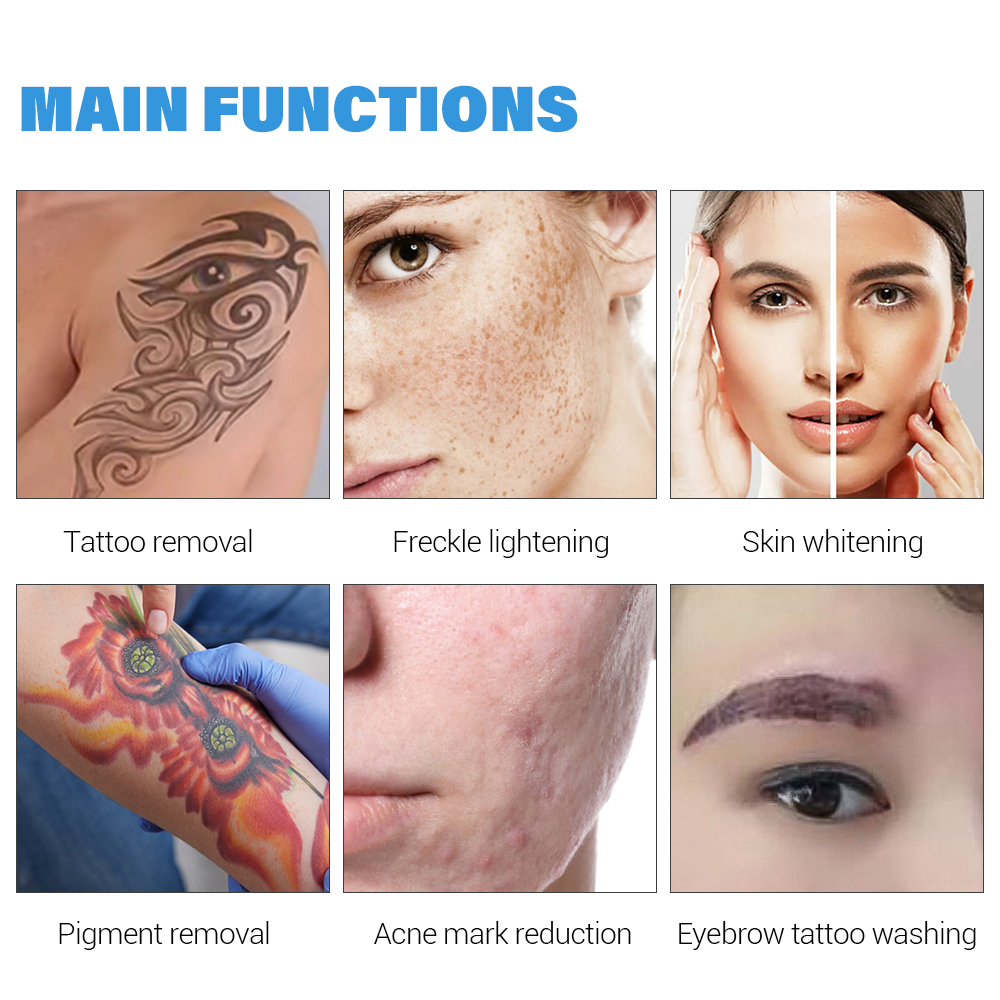 Portable Non-invasive Heads Picosecond Pico Lasersings Tattoo Removal Machine with 8 Languages