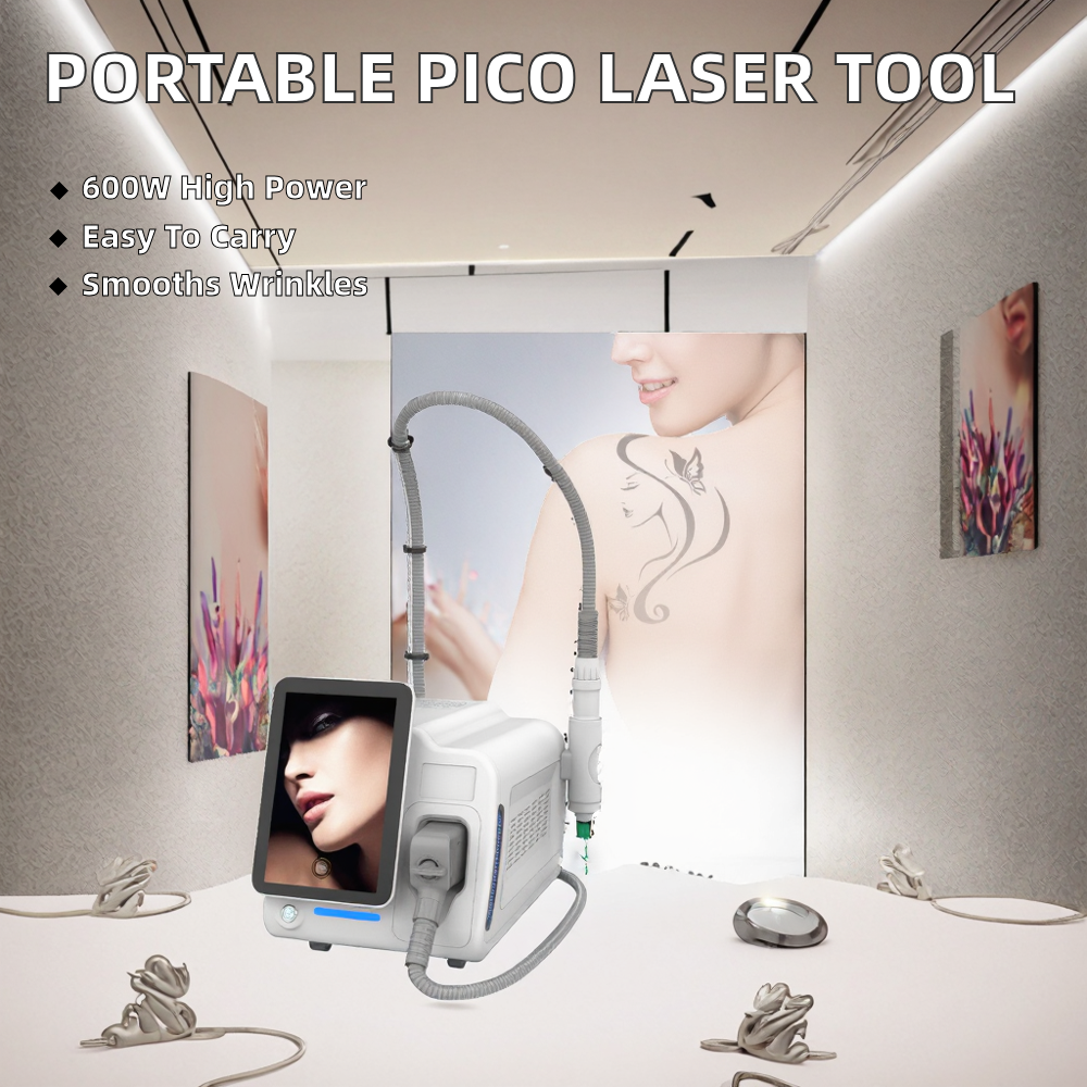 Portable ND YAG Laser Machine Q-Switched For Tattoo Removal Skin Whitening 1064nm 532nm 3 Handles CE