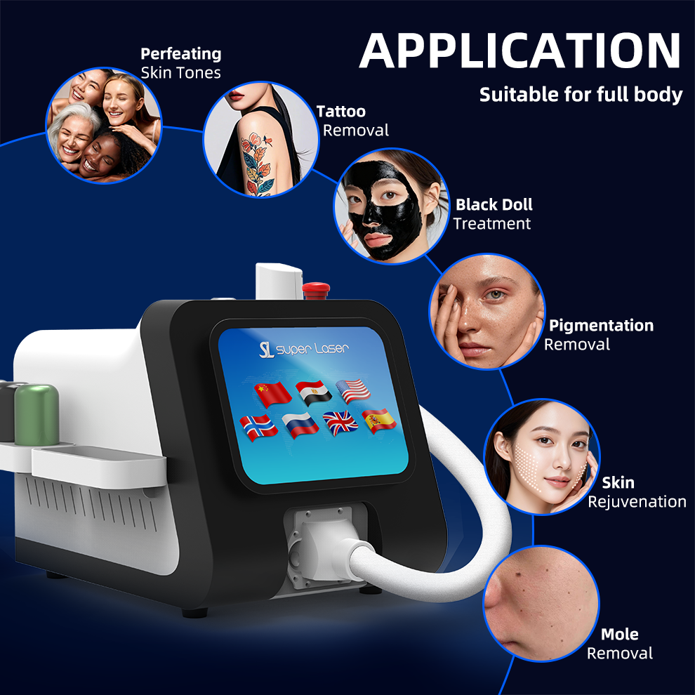 Best Quality Portable NdYAG Picosecond Laser 755nm for Pigment Melasma and Tattoo Removal US