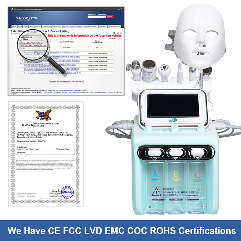 Factory Price Facial Care Hydro Microdermabrasion Facial Machine Oxygen Jet Peel 6 in 1 H2O2 Facial Machine