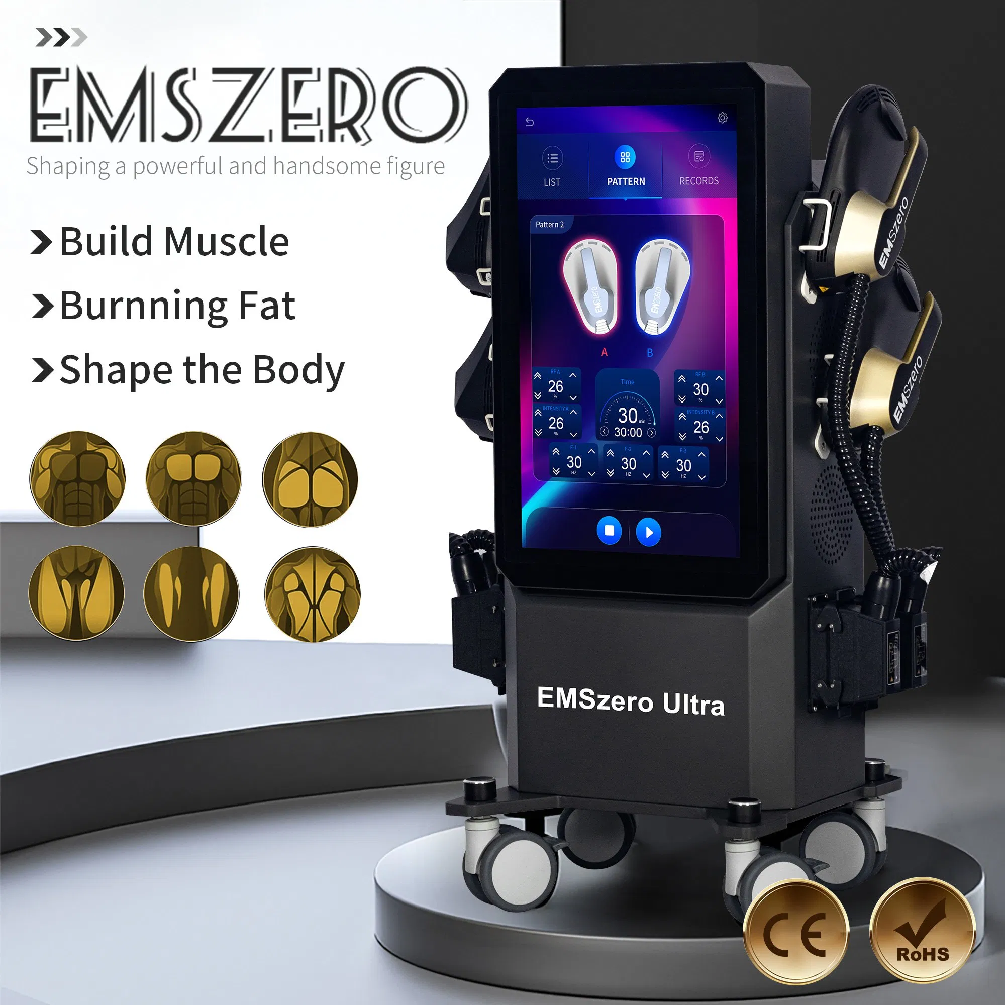 Tesla Body Sculpting Muscle Building Stimulator 4 Handles EMS Body Slimming Machine