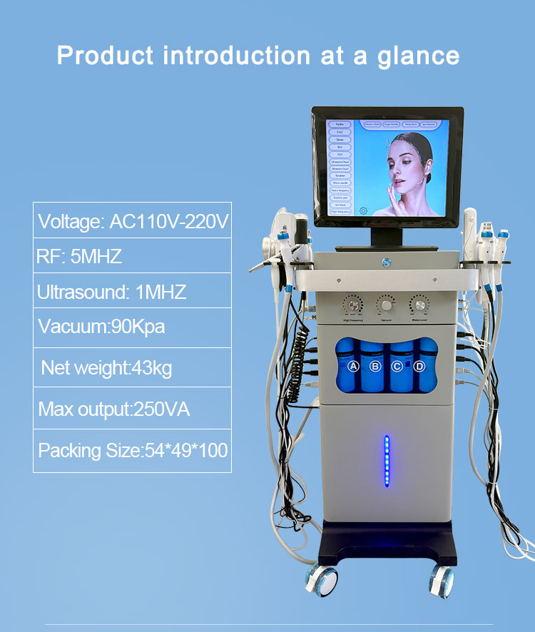 18 in 1 Multifunctional Hydra Dermabrasion Machine Microdermabrasion Facial Hydro Diamond Peel Oxygen Machine