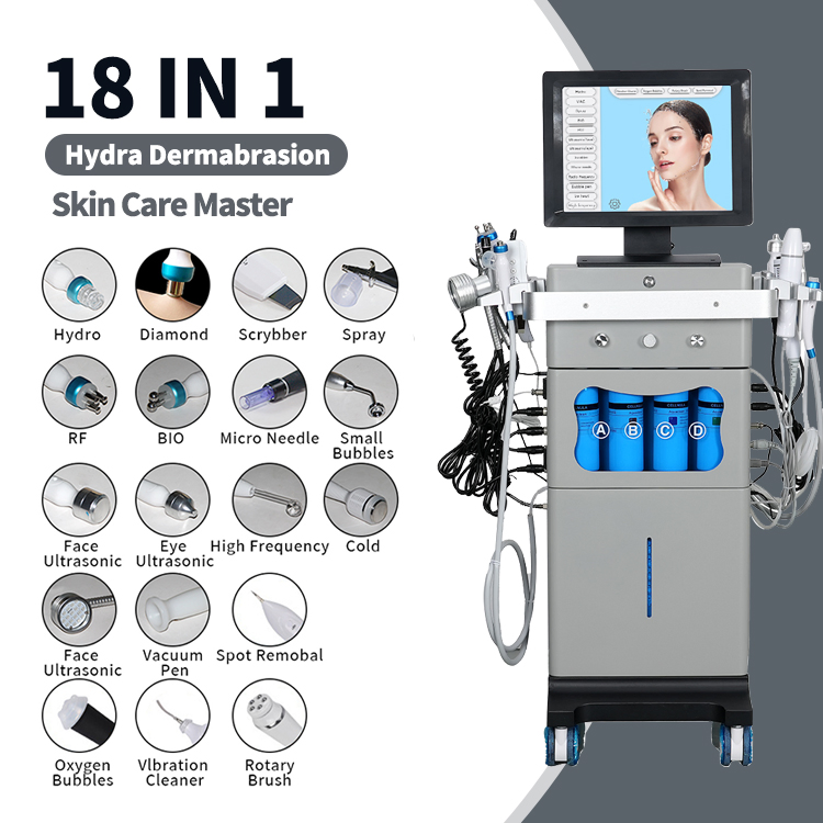 18 in 1 Multifunctional Hydra Dermabrasion Machine Microdermabrasion Facial Hydro Diamond Peel Oxygen Machine