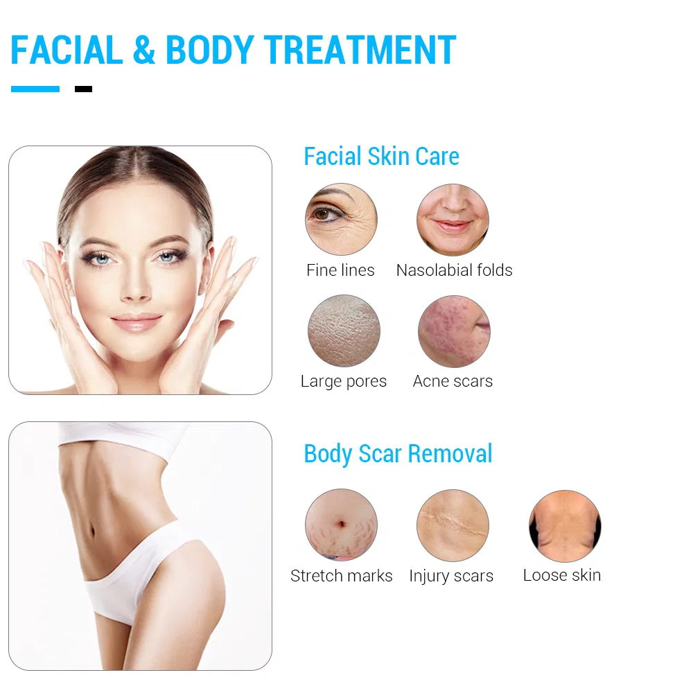 Portable Skin Tightening 2in1 Gold RF Fractional Microneedle Machine with Cold Hammer