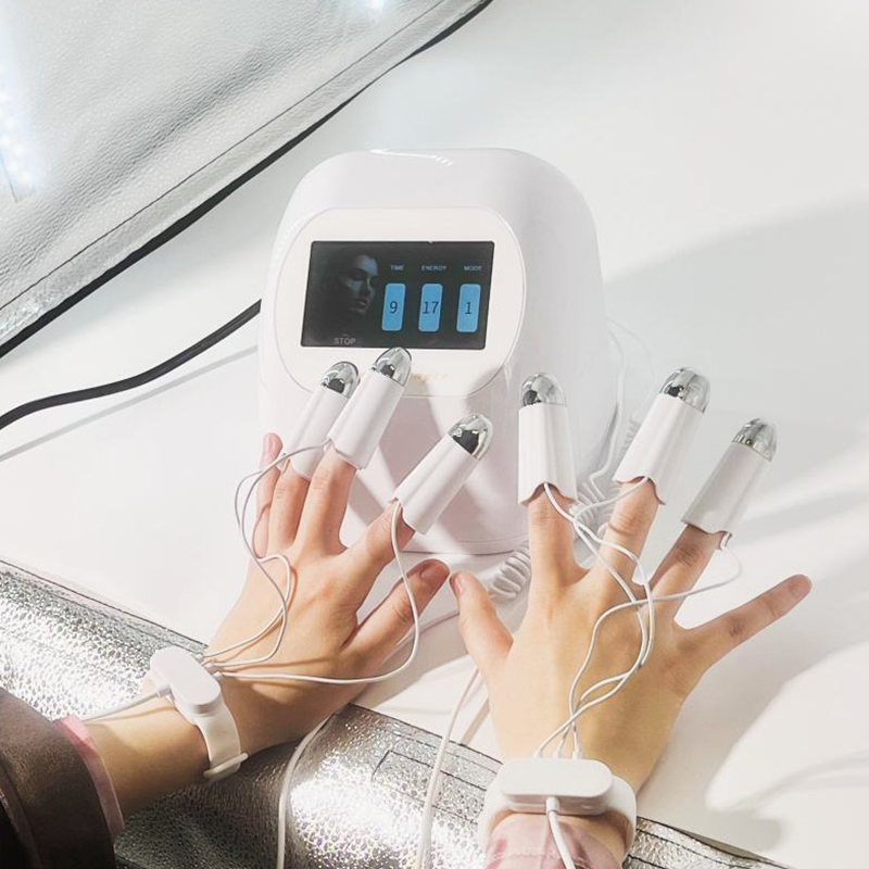 Professional Electric Microcurrent Facial Device Ems Microcurrent Gloves Facial Massager Face Goldfinger Golden Finger Machine