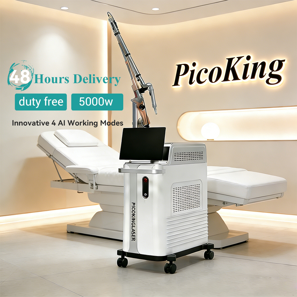 PicoKing Best 350ps Pico Laser 5000w 532nm/755nm/1320nm/1064nm Q Switch Nd Yag Picosecond Laser Tattoo Removal Machine PicoLaser