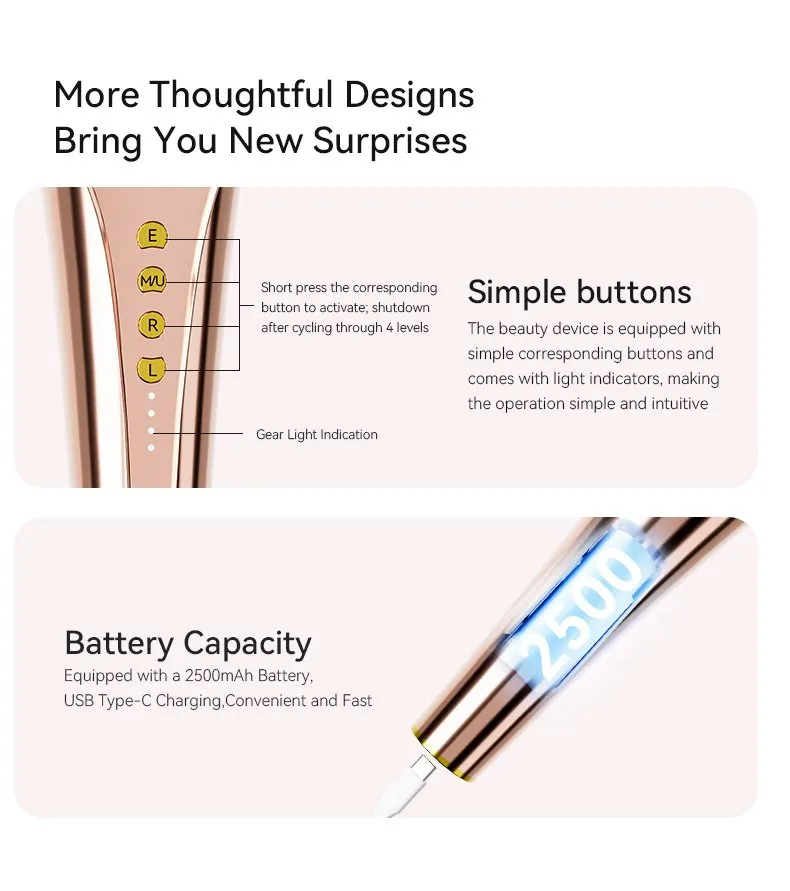 RF LED Red Light Therapy Skin Care Lifting Microcurrent Facial Beauty Device