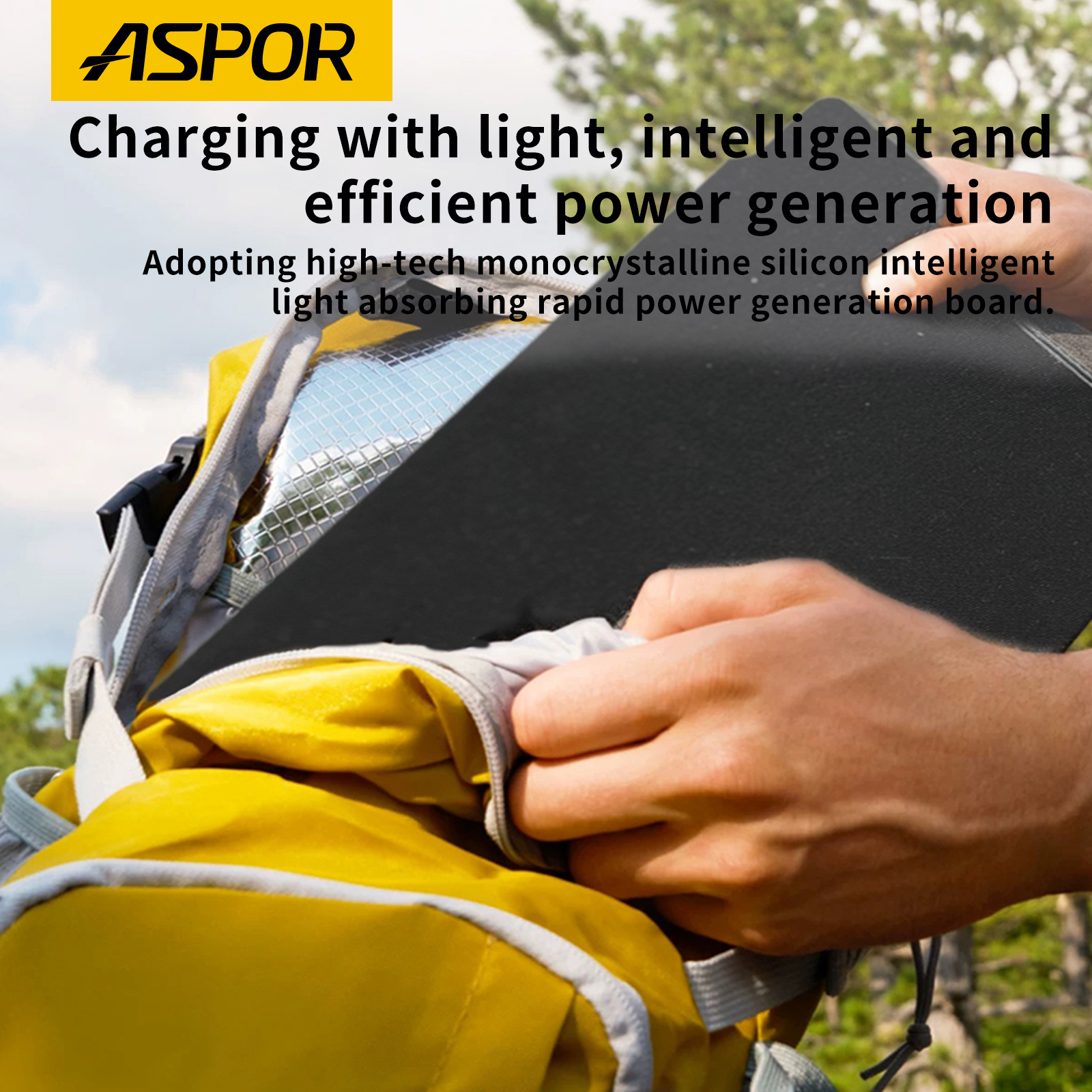 Foldable Portable Solar Power Bank 15W Outdoor Solar Panel Charger with Carabiner for Hiking Camping Van Travel Power Generator