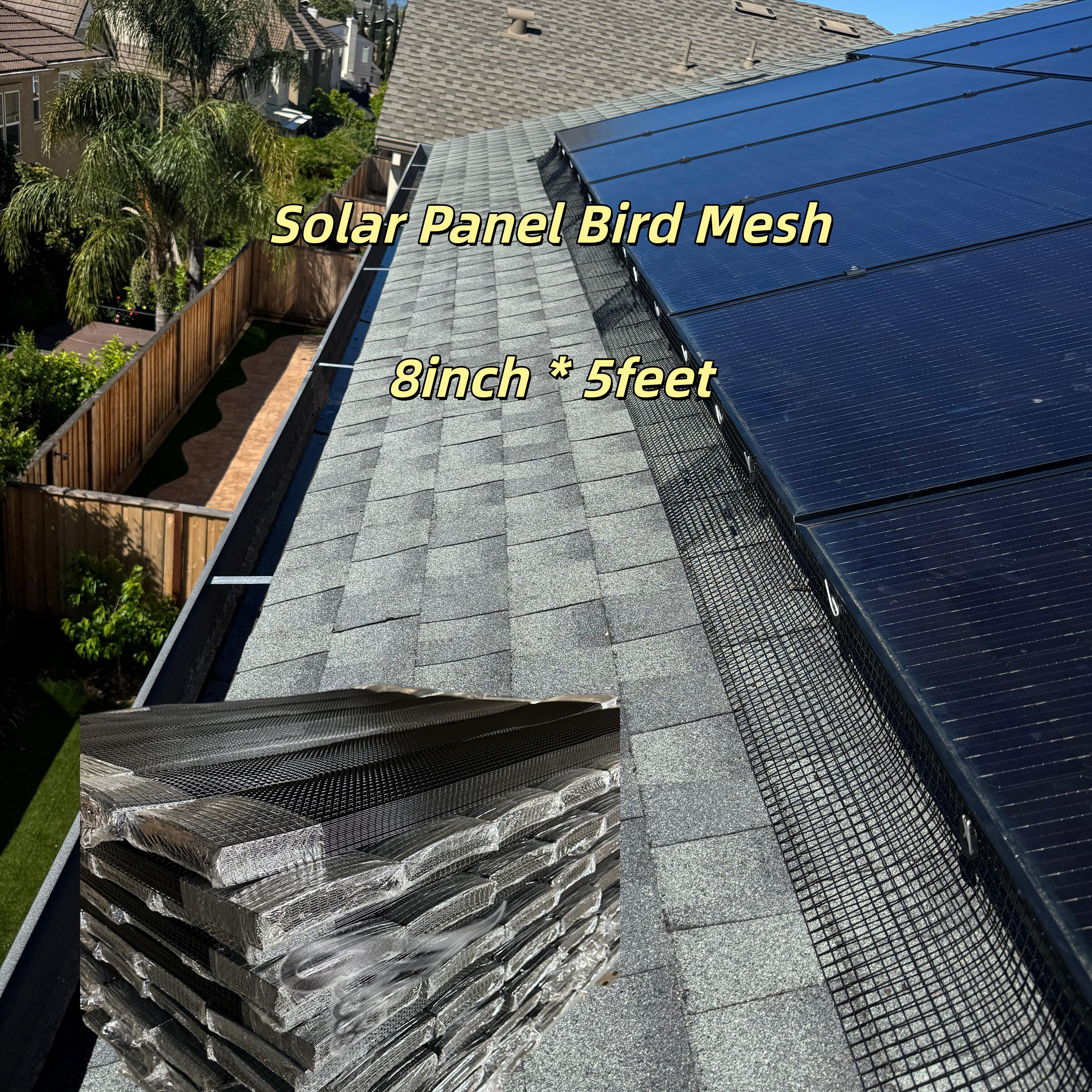 5ft X 8in Spanish Tile Solar Panel Mesh Cut Pieces, Pre-Cut Bird Control & Rodent Guard for Curved Tile Roof