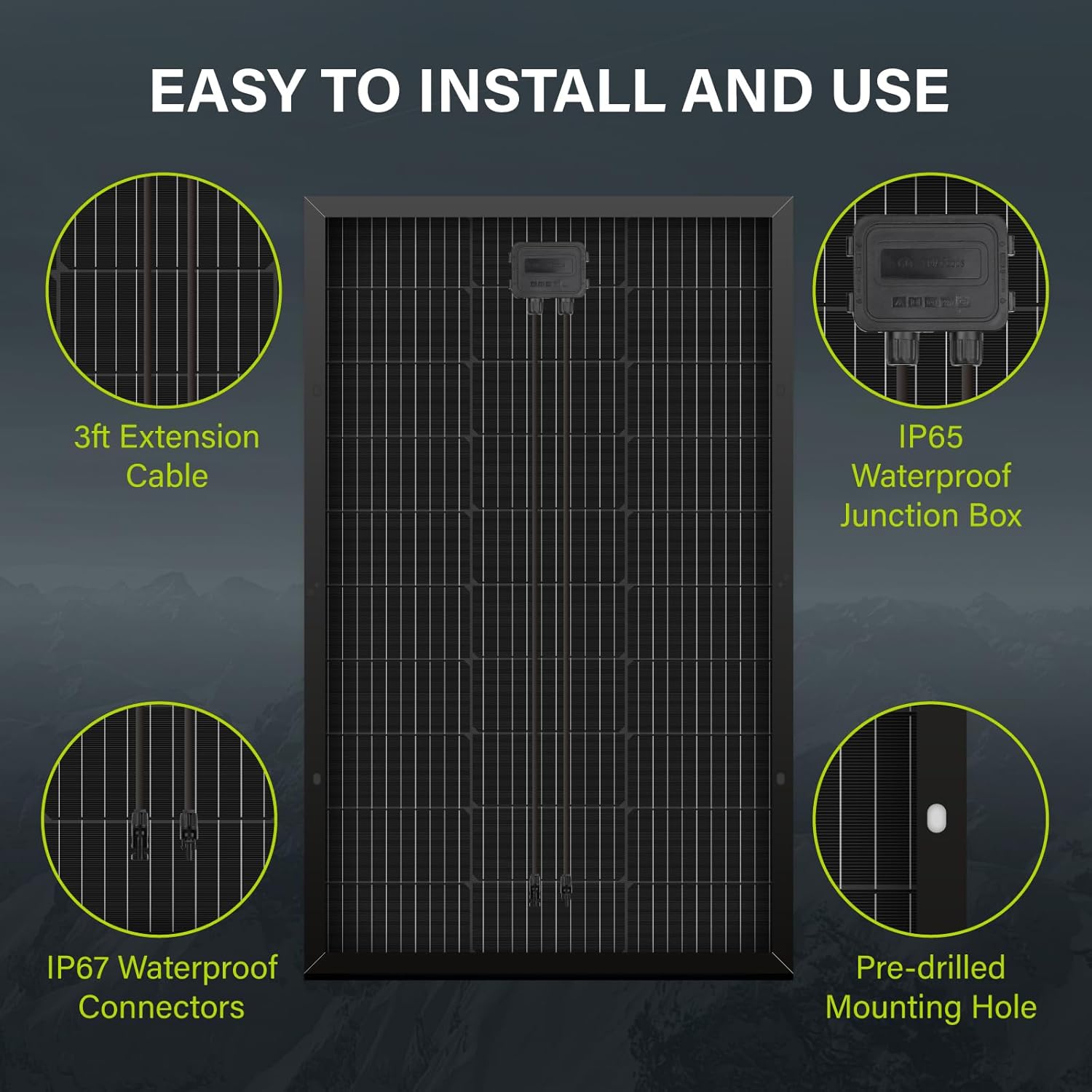 AISmartlink Bifacial 100 W 12V 10BB Monocrystalline Solar Panel High Efficiency Mono Module RV Marine Boat Off Grid