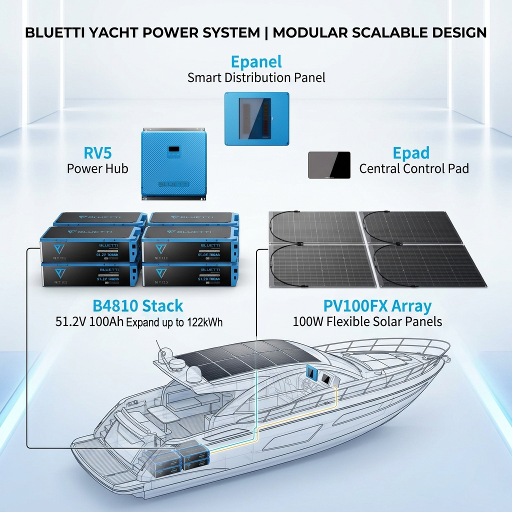 BLUETTI UL Certified RV Off Grid Solar Power System 5kVA Integrated Energy Storage For Standardized RV OEM Manufacturing