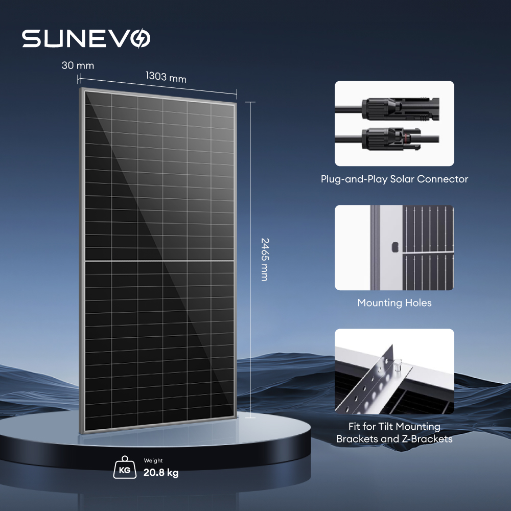 Sunevo OEM ODM N Type Back Contact 750W 770W 800W 805W Bifacial Solar Panels for Utility Scale Solar Farm and Industrial Plant