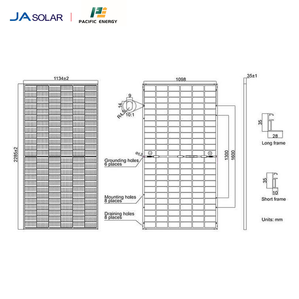 JA Solar Panel 550W to 720W Bifacial PERC Solar Panels with 144 Cells N-Type Front Glass OEM Power in Stock