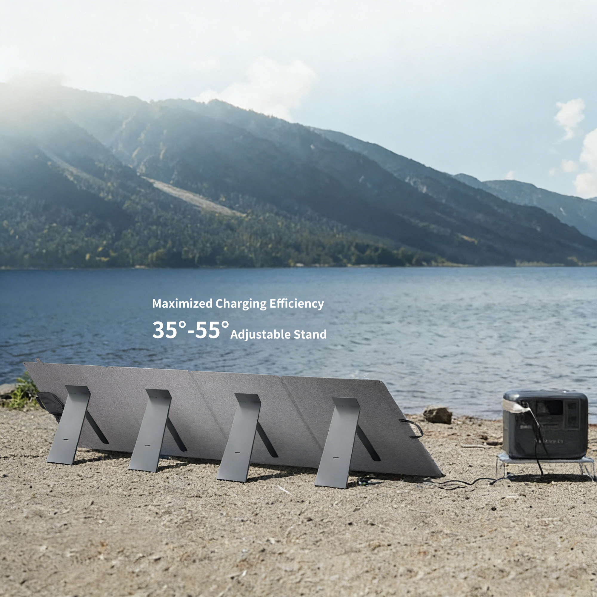 200W Black Foldable Monocrystalline Solar Panel with 23% Efficiency Portable Solar Charger for Outdoors Camping &amp; RV Use