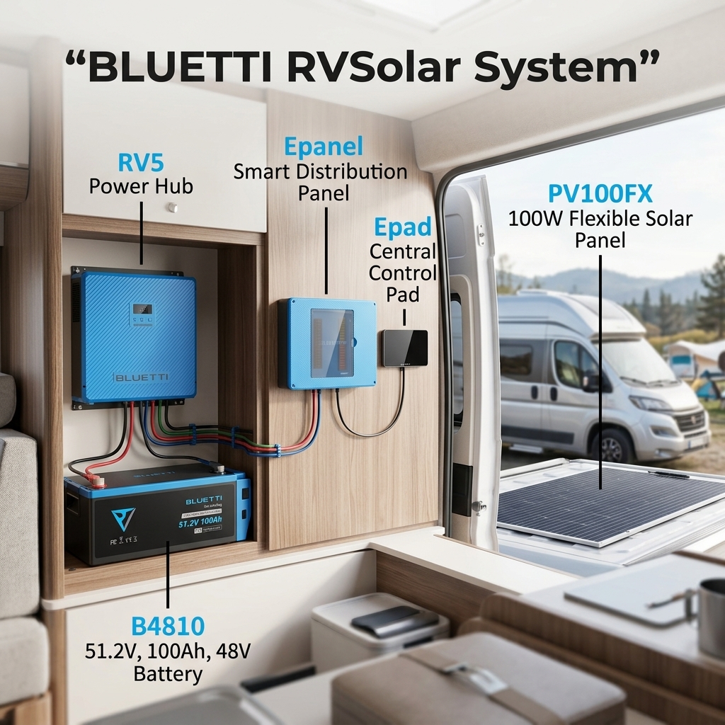DIY Solar Panel Kit For RV With 5kW Inverter 48V 5120Wh Max.122kWh LiFePO4 Battery Off-Grid Power System For Van Life Upgrade