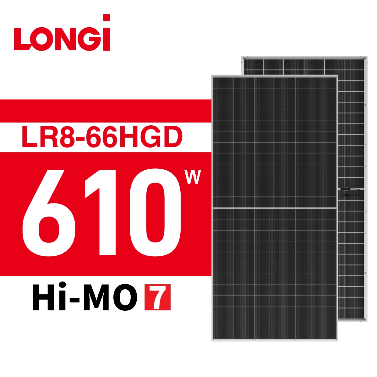 LONGi Hi MO 7 610W Solar Panels High Power Bifacial Module Monocrystalline PV Panels for Utility Scale Solar Energy Projects