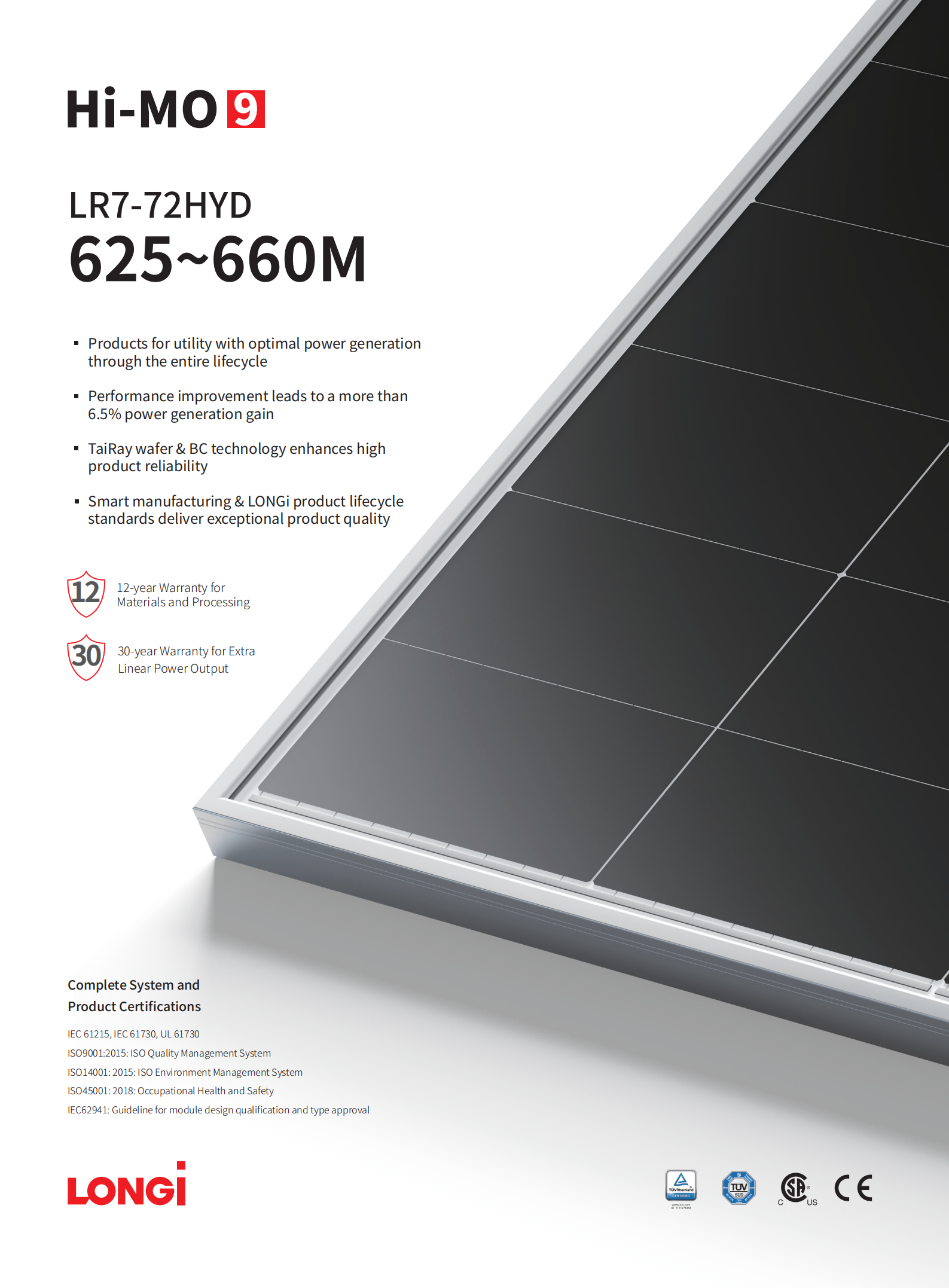 660W Solar Panel LONGi Hi-MO 9 High Efficiency PV Module for Utility Scale Solar