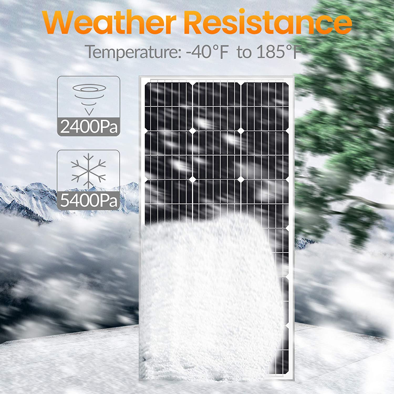 High-Efficiency 100 Watt 12 Volt Monocrystalline Solar Panel for RV Marine Rooftop Farm Battery and Off-Grid Applications