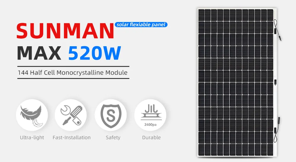 Wholesale Industrial Solar Panel Flexible 430W 520W Thin Film Flexible Solar Panels OEM Monocrystalline for Roof Commercial