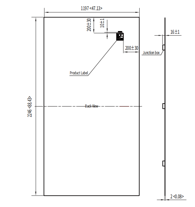 Dimensions of Flexible Solar Module 520W